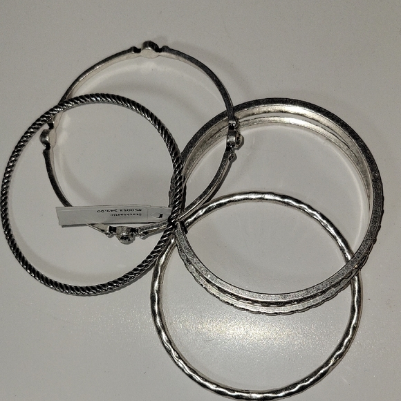 Silver Bangle Bracelet Set - Picture 2 of 6